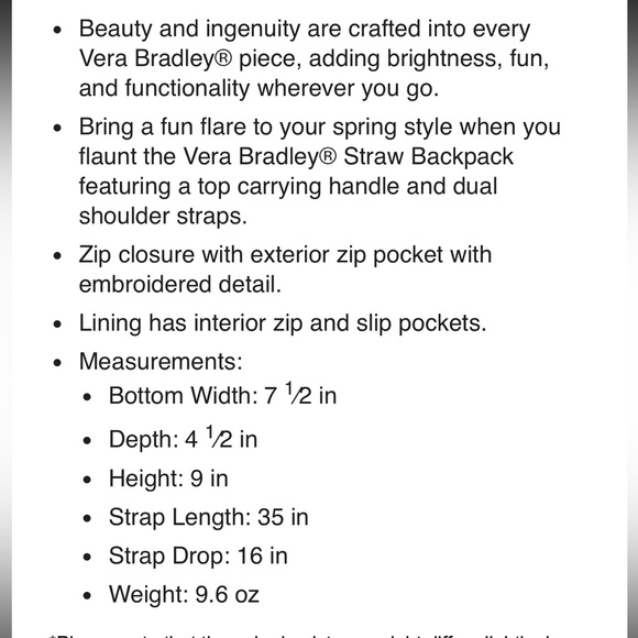 Vera Bradley Mini Backpack - Picture 5 of 5